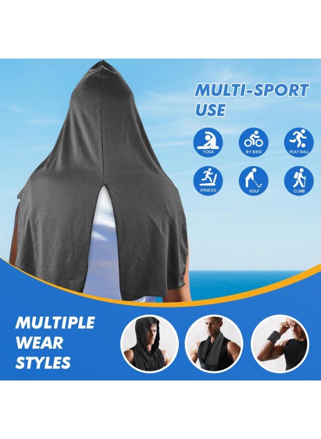 SRLIWHITE Black UPF 50 Cooling Hoodie Towel for Men as Women, Instant Cooling Neck and Face Wrap, Quick-Dry Absorbent Sports Head Towel for Running, Yoga or Outdoor Activities (29 × 65 cm) - Image 5